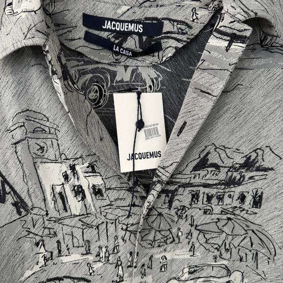 Jacquemus La Chemise Corto Printed Long Sleeve Shirt IT 48‎ US 12 NWT - Picture 7 of 13